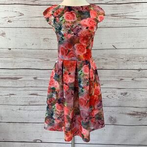 Metaphor floral print a-line pleated skater